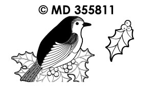 MD355811 Vogels op tak 1 transparant / zilver
