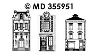 MD355951 Victoriaanse huizen + figuren transparant / goud