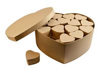 Kartonnen doos Hart model met daarin 49 hartvormige doosjes